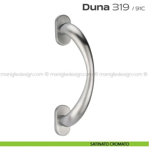 Maniglione per porta 319 Duna Reguitti singolo rosette ovali satinato cromato