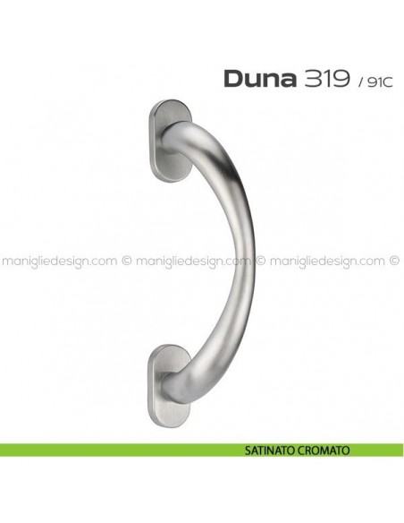 Maniglione per porta 319 Duna Reguitti singolo rosette ovali satinato cromato