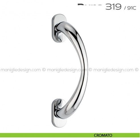 Maniglione per porta 319 Duna Reguitti singolo rosette ovali cromato