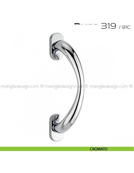 Maniglione per porta 319 Duna Reguitti singolo rosette ovali cromato