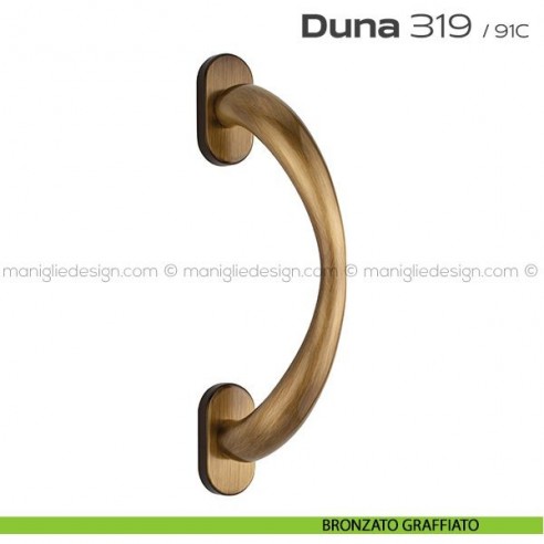 Maniglione per porta 319 Duna Reguitti singolo rosette ovali bronzato graffiato