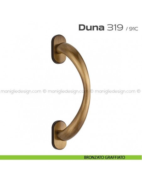 Maniglione per porta 319 Duna Reguitti singolo rosette ovali bronzato graffiato