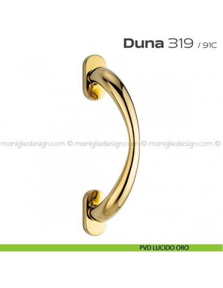 Maniglione per porta 319 Duna Reguitti singolo rosette ovali PVD lucido oro