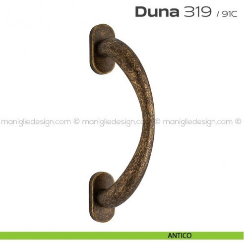 Maniglione per porta 319 Duna Reguitti singolo rosette ovali antico