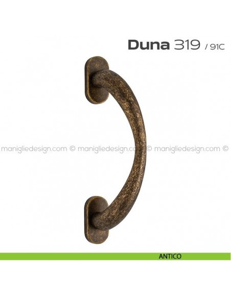Maniglione per porta 319 Duna Reguitti singolo rosette ovali antico