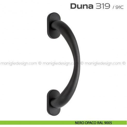 Maniglione per porta 319 Duna Reguitti singolo rosette ovali nero opaco RAL 9005