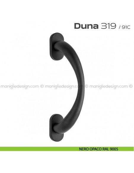 Maniglione per porta 319 Duna Reguitti singolo rosette ovali nero opaco RAL 9005