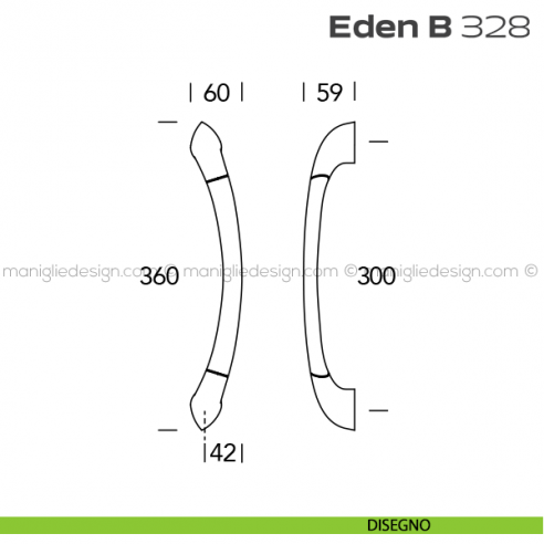 Maniglione per porta 328 Eden-B Reguitti singolo senza rosette disegno