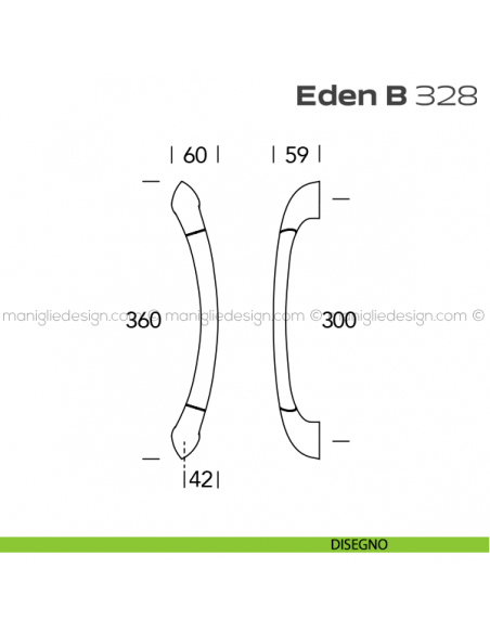 Maniglione per porta 328 Eden-B Reguitti singolo senza rosette disegno