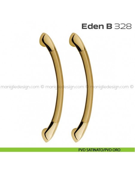 Maniglione per porta 328 Eden-B Reguitti accoppiato senza rosette PVD satinato/PVD oro