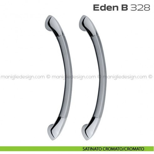 Maniglione per porta 328 Eden-B Reguitti accoppiato senza rosette satinato cromato/cromato