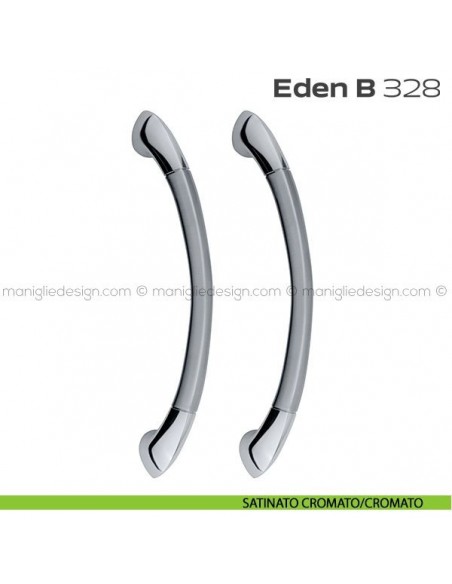Maniglione per porta 328 Eden-B Reguitti accoppiato senza rosette satinato cromato/cromato