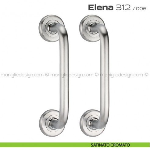 Maniglione per porta 312 Elena Reguitti singolo rosette tonde satinato cromato