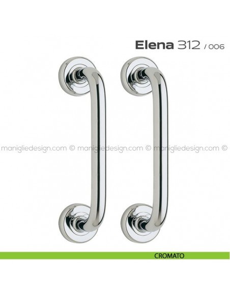Maniglione per porta 312 Elena Reguitti accoppiato rosette tonde cromato