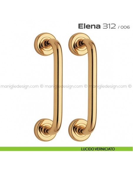 Maniglione per porta 312 Elena Reguitti accoppiato rosette tonde lucido verniciato