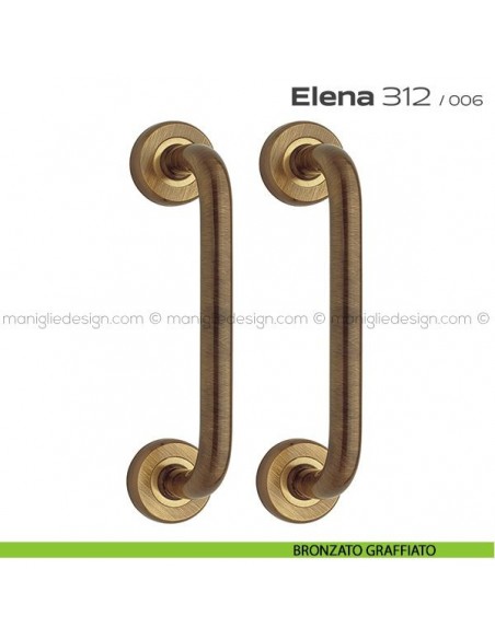 Maniglione per porta 312 Elena Reguitti accoppiato rosette tonde bronzato
