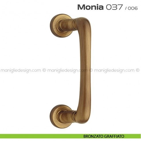 Maniglione per porta 037 Monia Reguitti con rosette tonde bronzato graffiato