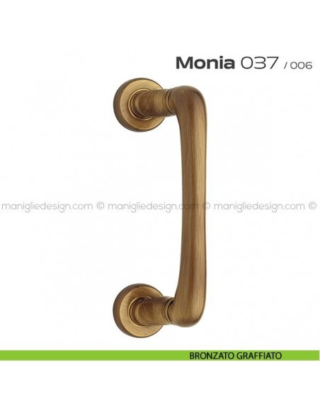 Maniglione per porta 037 Monia Reguitti con rosette tonde bronzato graffiato