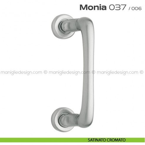 Maniglione per porta 037 Monia Reguitti con rosette tonde satinato cromato