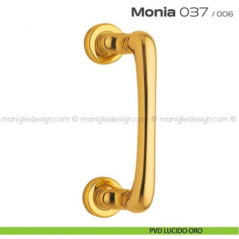 Maniglione per porta 037 Monia Reguitti con rosette tonde PVD lucido oro