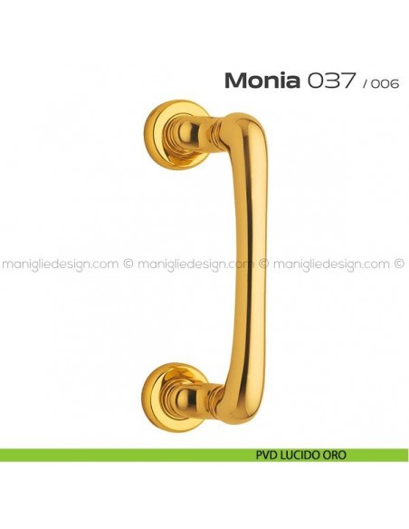 Maniglione per porta 037 Monia Reguitti con rosette tonde PVD lucido oro