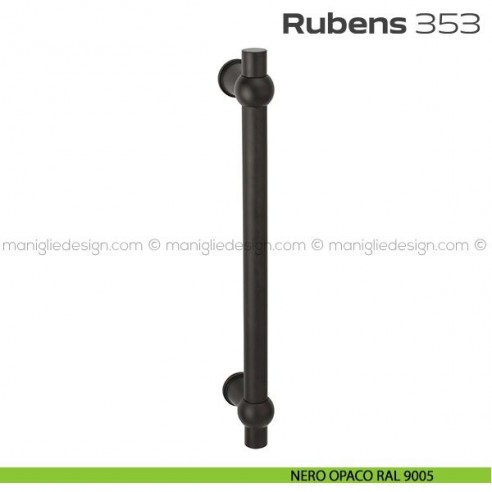 Maniglione per porta 353 Rubens Reguitti singolo senza rosette nero opaco RAL 9005