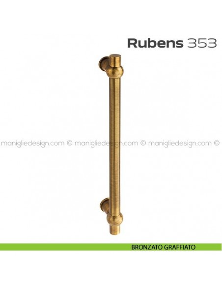Maniglione per porta 353 Rubens Reguitti singolo senza rosette bronzato graffiato