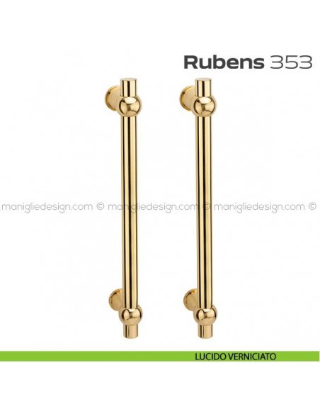 Maniglione per porta 353 Rubens Reguitti accoppiato senza rosette lucido verniciato