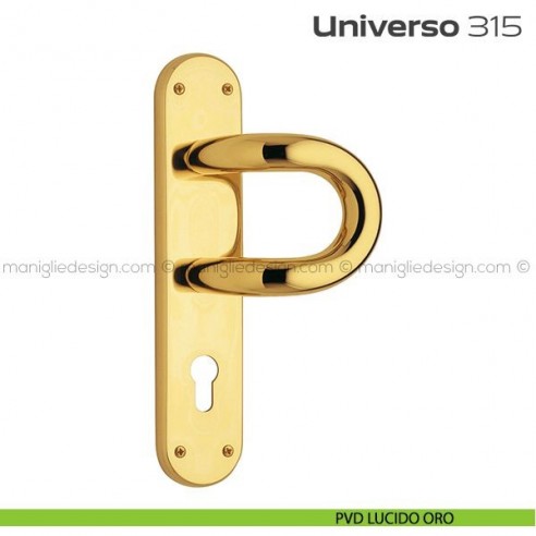 Maniglione per porta 315 Universo Reguitti con placca yale PVD lucido oro