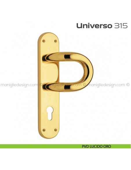 Maniglione per porta 315 Universo Reguitti con placca yale PVD lucido oro