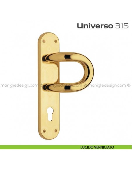 Maniglione per porta 315 Universo Reguitti con placca yale lucido verniciato