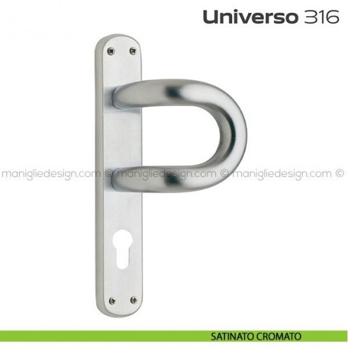Maniglione con placca yale per porta 316 Universo Reguitti satinato cromato