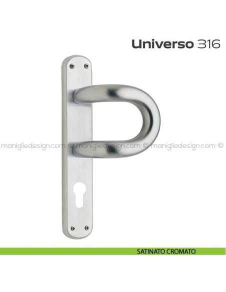 Maniglione con placca yale per porta 316 Universo Reguitti satinato cromato