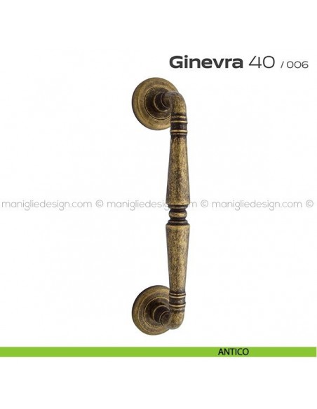 Maniglione per porta 040 Ginevra Reguitti singolo rosette ad avvitare antico