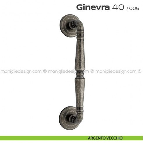 Maniglione per porta 040 Ginevra Reguitti singolo rosette ad avvitare argento vecchio