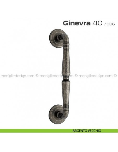 Maniglione per porta 040 Ginevra Reguitti singolo rosette ad avvitare argento vecchio