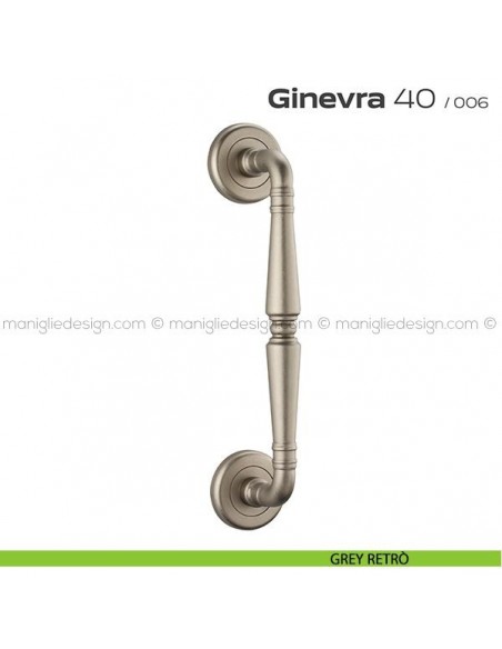 Maniglione per porta 040 Ginevra Reguitti singolo rosette ad avvitare grey retrò
