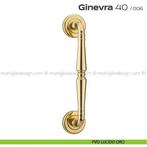 Maniglione per porta 040 Ginevra Reguitti singolo rosette ad avvitare PVD lucido oro
