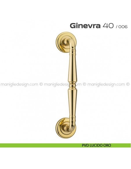 Maniglione per porta 040 Ginevra Reguitti singolo rosette ad avvitare PVD lucido oro
