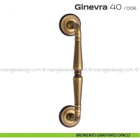 Maniglione per porta 040 Ginevra Reguitti singolo rosette ad avvitare bronzato graffiato opaco