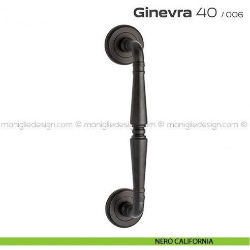 Maniglione per porta 040 Ginevra Reguitti singolo rosette ad avvitare nero california