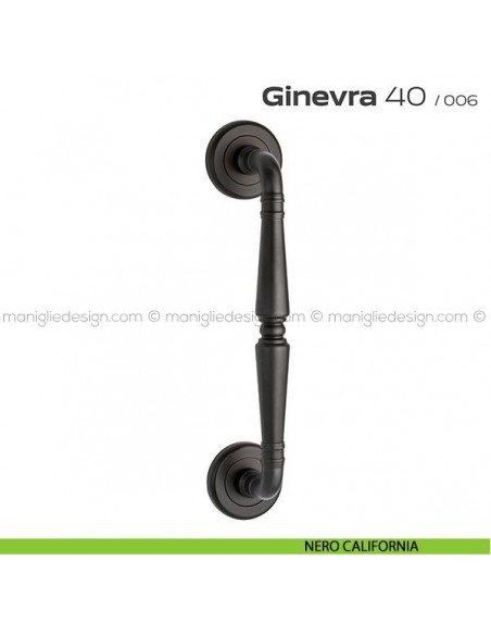 Maniglione per porta 040 Ginevra Reguitti singolo rosette ad avvitare nero california