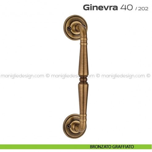 Maniglione per porta 040 Ginevra Reguitti singolo con viti a vista bronzato graffiato