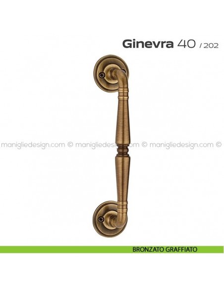 Maniglione per porta 040 Ginevra Reguitti singolo con viti a vista bronzato graffiato