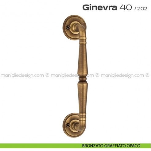 Maniglione per porta 040 Ginevra Reguitti singolo con viti a vista bronzato graffiato opaco