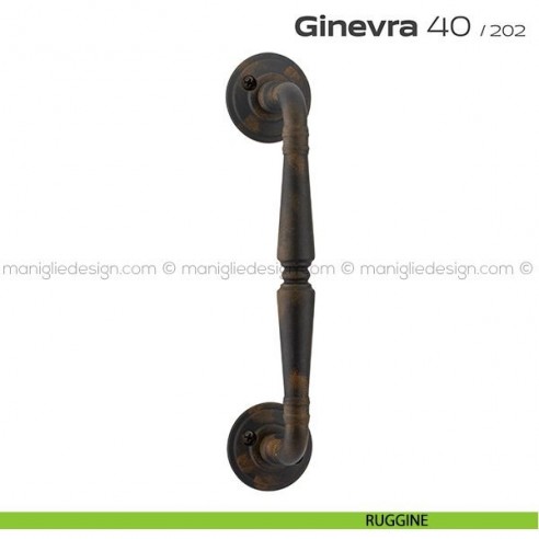 Maniglione per porta 040 Ginevra Reguitti singolo con viti a vista ruggine