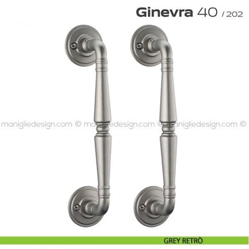 Maniglione per porta 040 Ginevra Reguitti accoppiato con viti a vista grey retrò