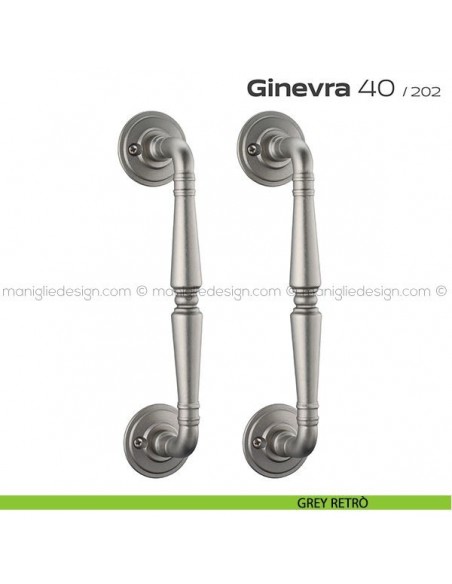 Maniglione per porta 040 Ginevra Reguitti accoppiato con viti a vista grey retrò