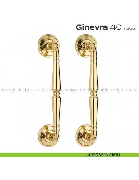 Maniglione per porta 040 Ginevra Reguitti accoppiato con viti a vista lucido verniciato