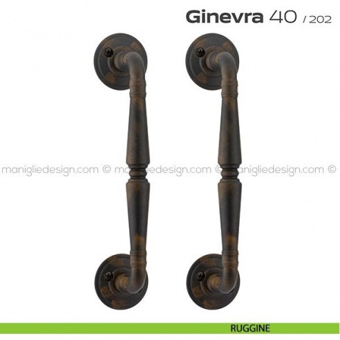 Maniglione per porta 040 Ginevra Reguitti accoppiato con viti a vista ruggine